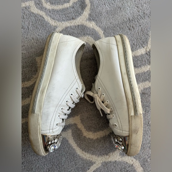 Miu Miu Jewelled Cap Toe Leather Size 7.5 Sneaker - Picture 5 of 10